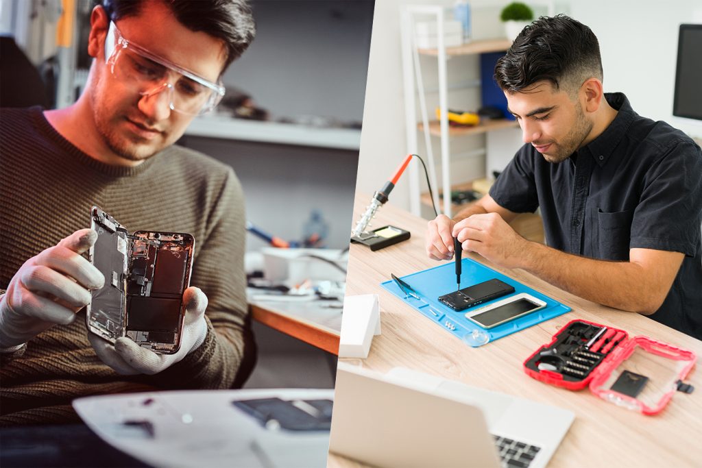 man diying a repair compared to a professional repair